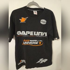 AAPE by A Bathing Ape Black 'AAPE Universe' T Shirt Mens Size Small Authentic